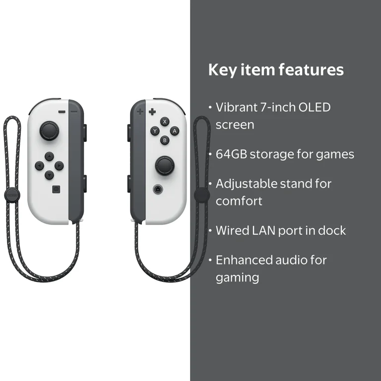 Nintendo Switch OLED Model with 64GB, White, Bundle, Japanese