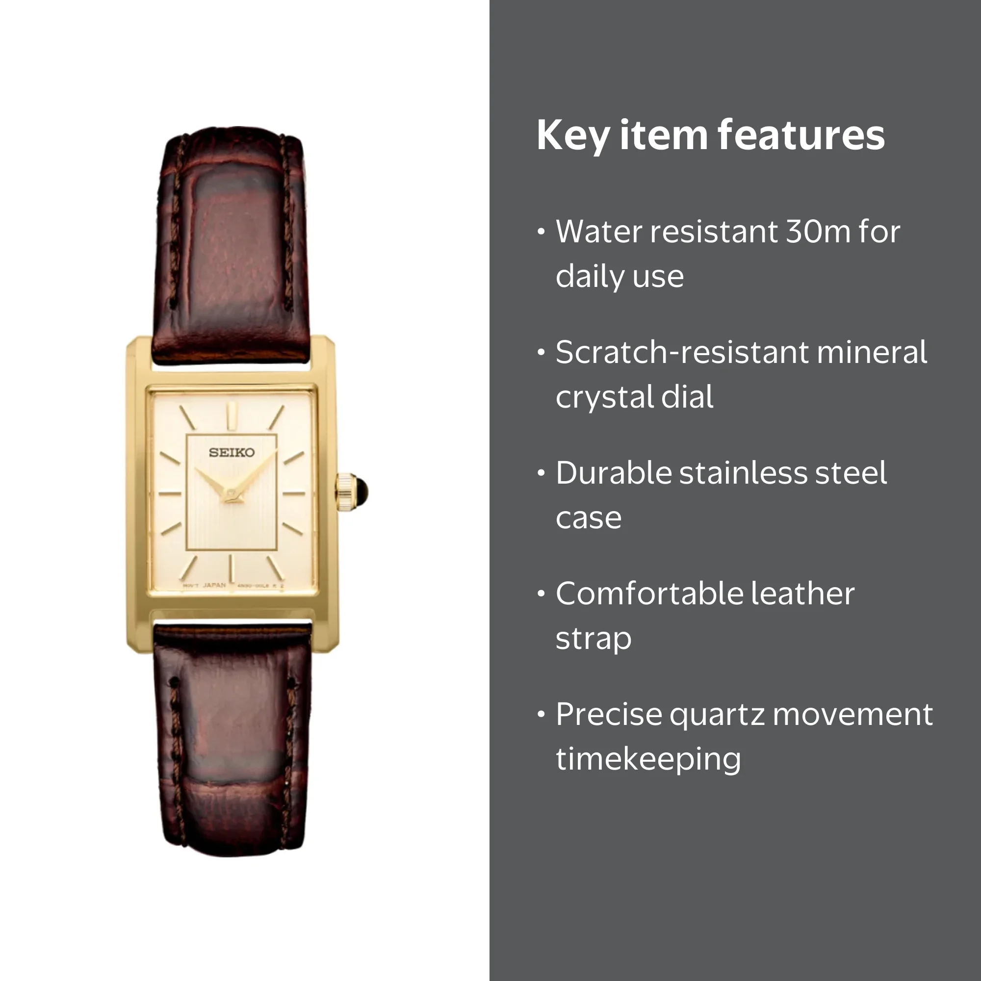 Seiko Ladies Watch SWR066: Light Champagne Dial, Gold Hands