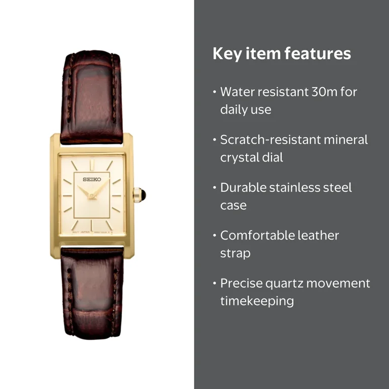 Seiko Ladies Watch SWR066: Light Champagne Dial, Gold Hands