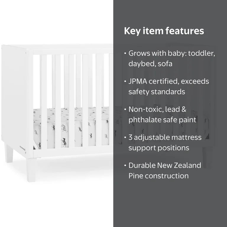 Delta Children Sonny 4-in-1 Convertible Baby Crib, Bianca White