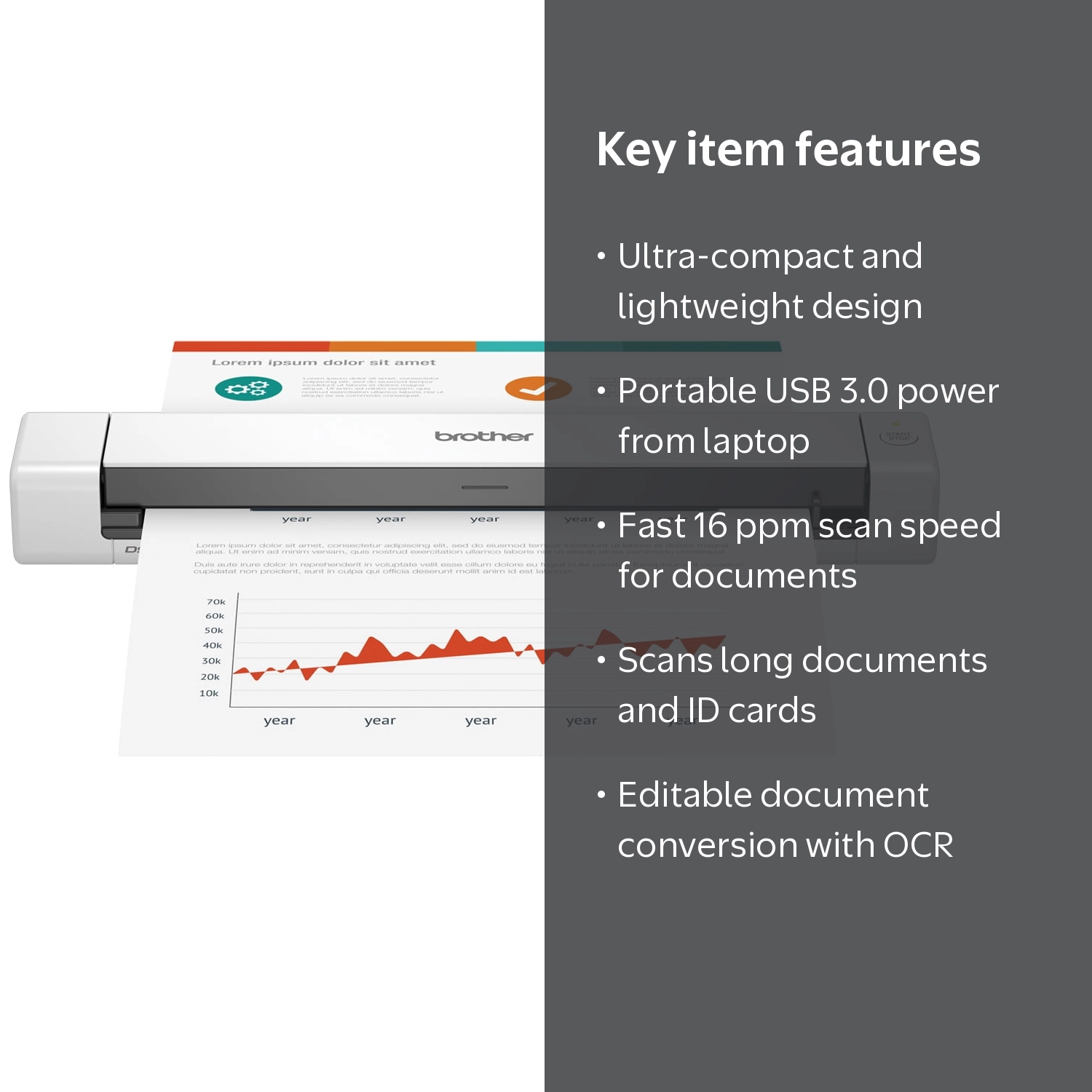 Brother, Portable Document Scanner, Up to 8.5