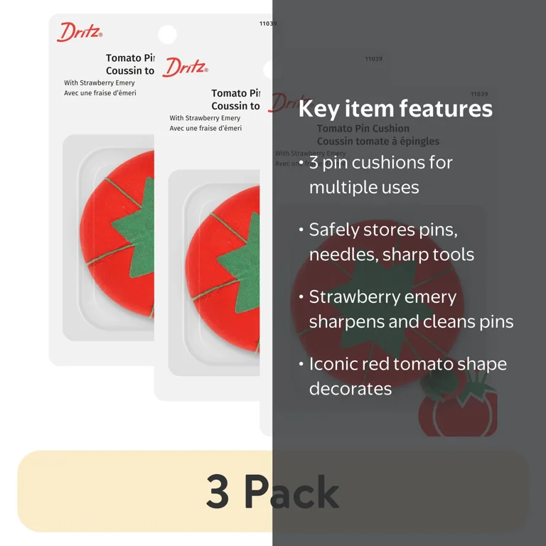 3 pack) Dritz Red Tomato Pin Cushion - Walmart.com
