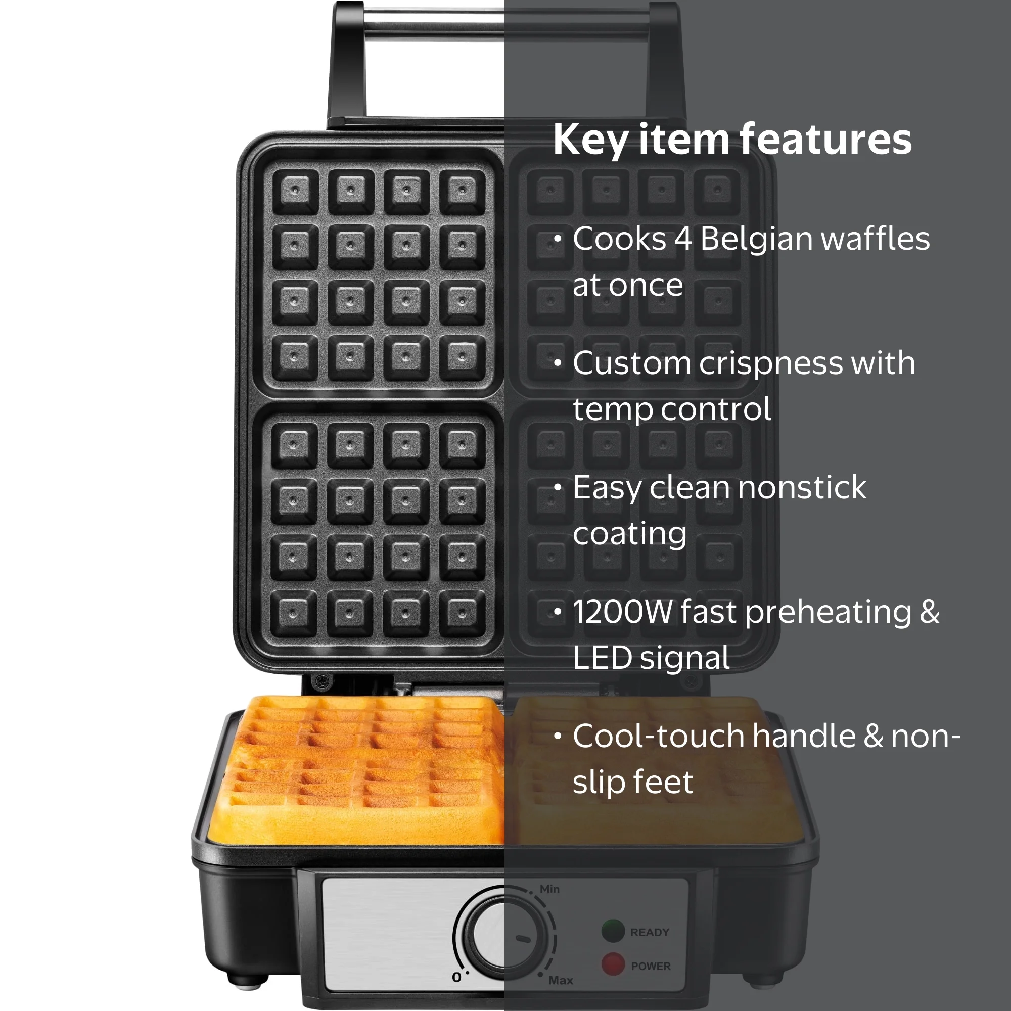 Free Shipping! Chefman 4-Slice Belgian Waffle Maker with