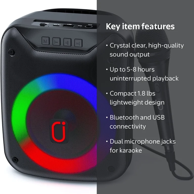 JYX Rechargeable Bluetooth Speaker, Portable Loud Speaker with Mic