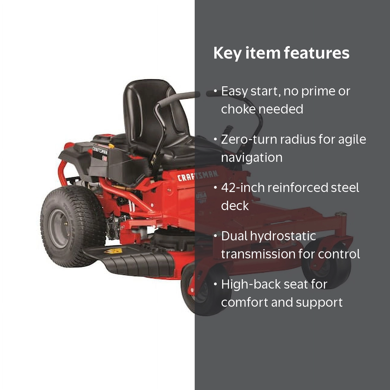 CRAFTSMAN Z510 20-HP V-Twin Dual Hydrostatic 42-in Riding Lawn