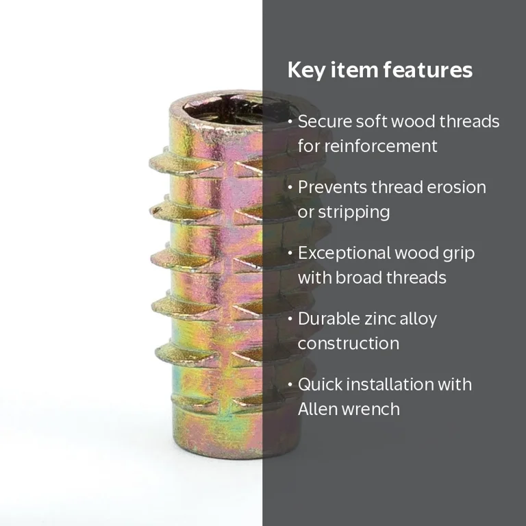 E-Z Hex™ - Insert for Soft Wood - Flush - M8-1.25 x 20mm (Pack of