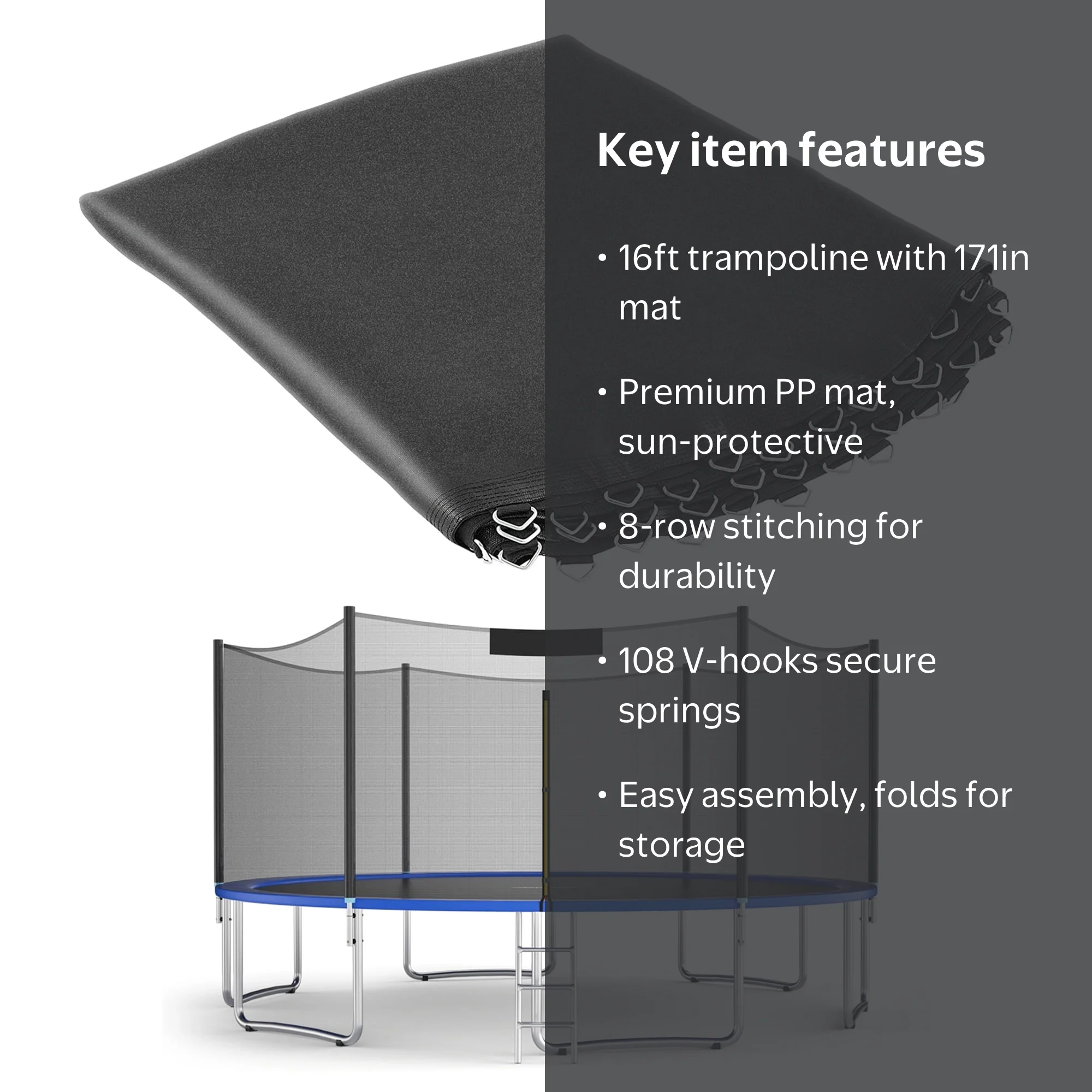 Gymax Safety Replacement Trampoline Mat for 16ft Frame with V
