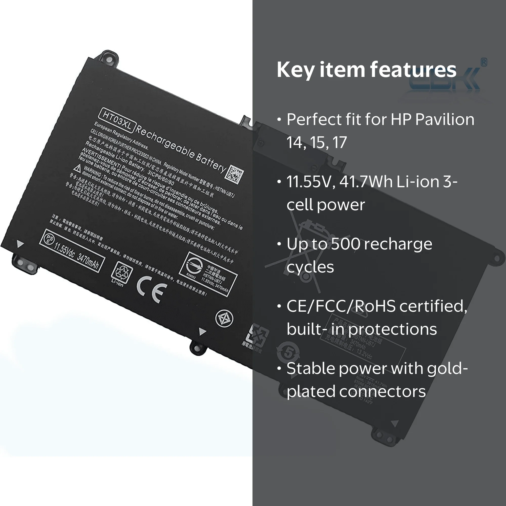 HT03XL HTO3XL L11119-855 Laptop Battery for HP Pavilion 14-CE 14