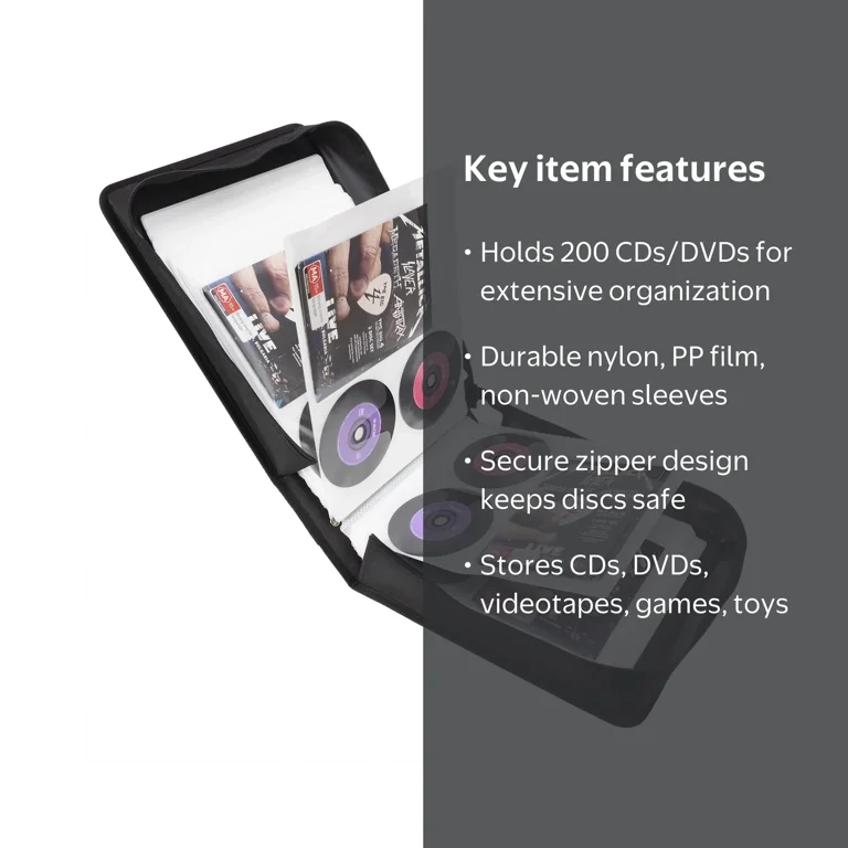 alavisxf xx 200-Capacity CD DVD Storage Case, Nylon Material