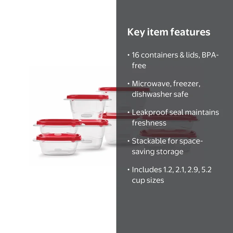 Rubbermaid TakeAlongs Food Storage Containers, 16 Piece Set
