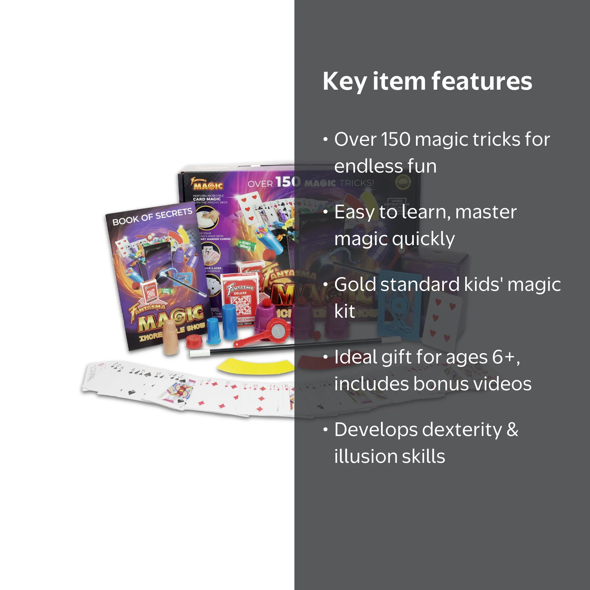 Fantasma, Magic Trick Set, Over 150 Tricks, Includes Psychic Card