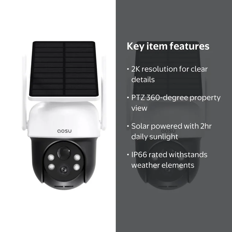 AOSU SolarCam D1 Classic 2K Wireless Camera Black and White Camera