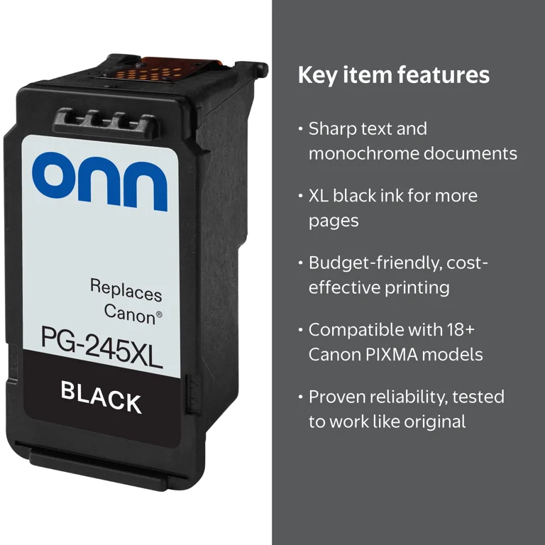 Onn Canon 245XL Remanufactured Black Ink Cartridge, High-Yield