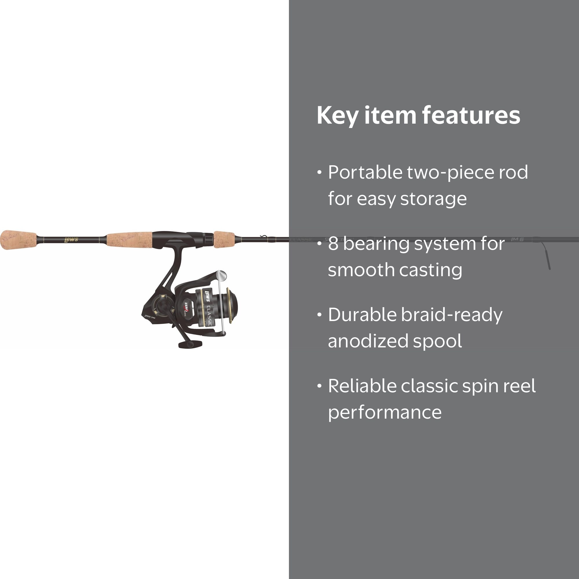 Lew's Classic SP Adult 2-Piece Spinning Fishing Rod & Reel Combo