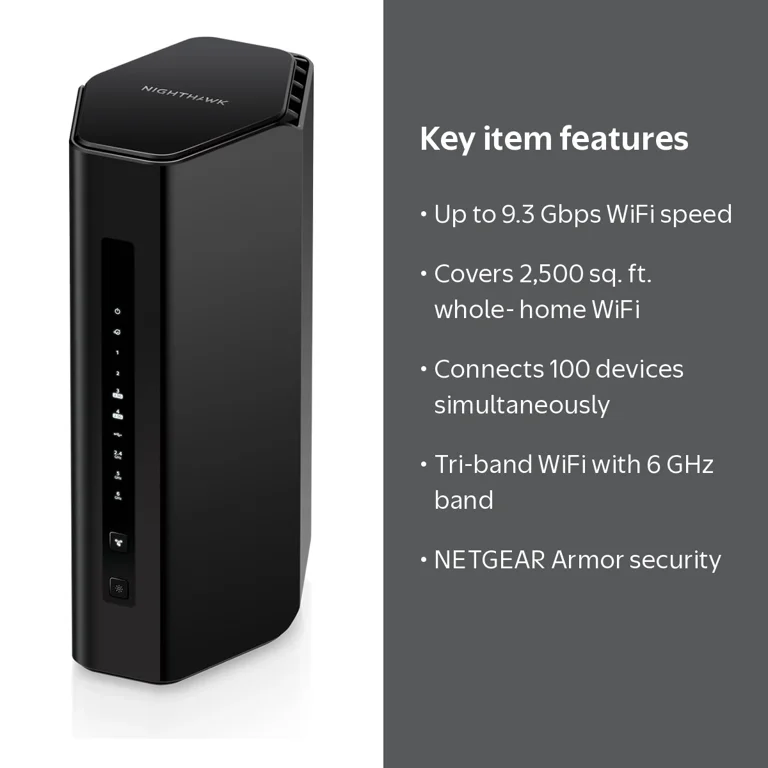 NETGEAR, Nighthawk WiFi 7 Router, BE9300, 9.3 Gbps Wireless Speed
