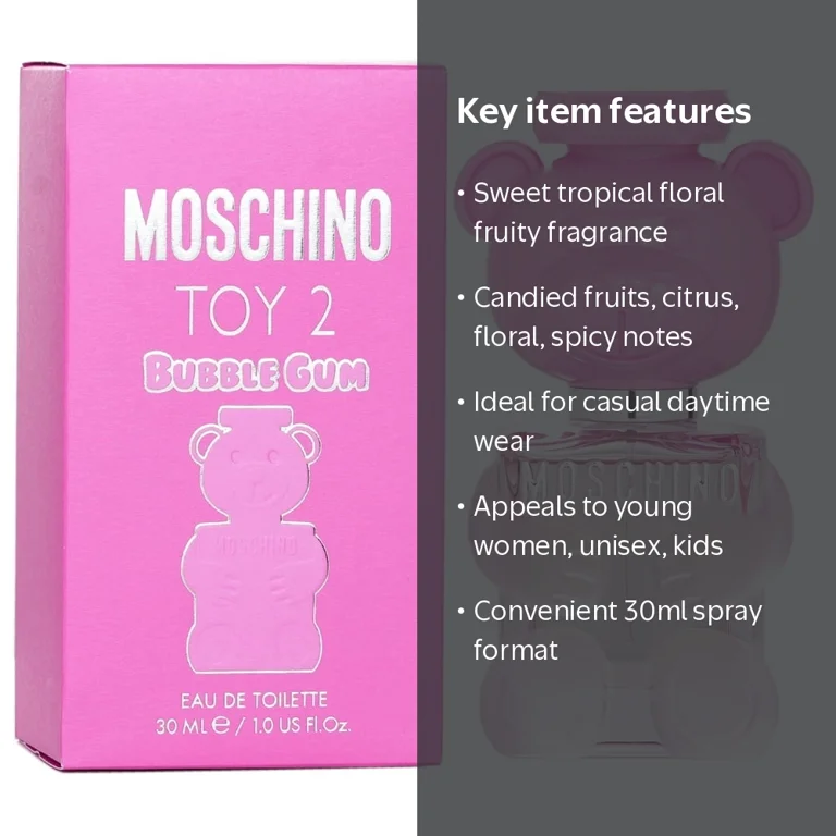 Moschino, Toy 2 Bubble Gum Eau De Toilette Spray, 1oz, Fruity