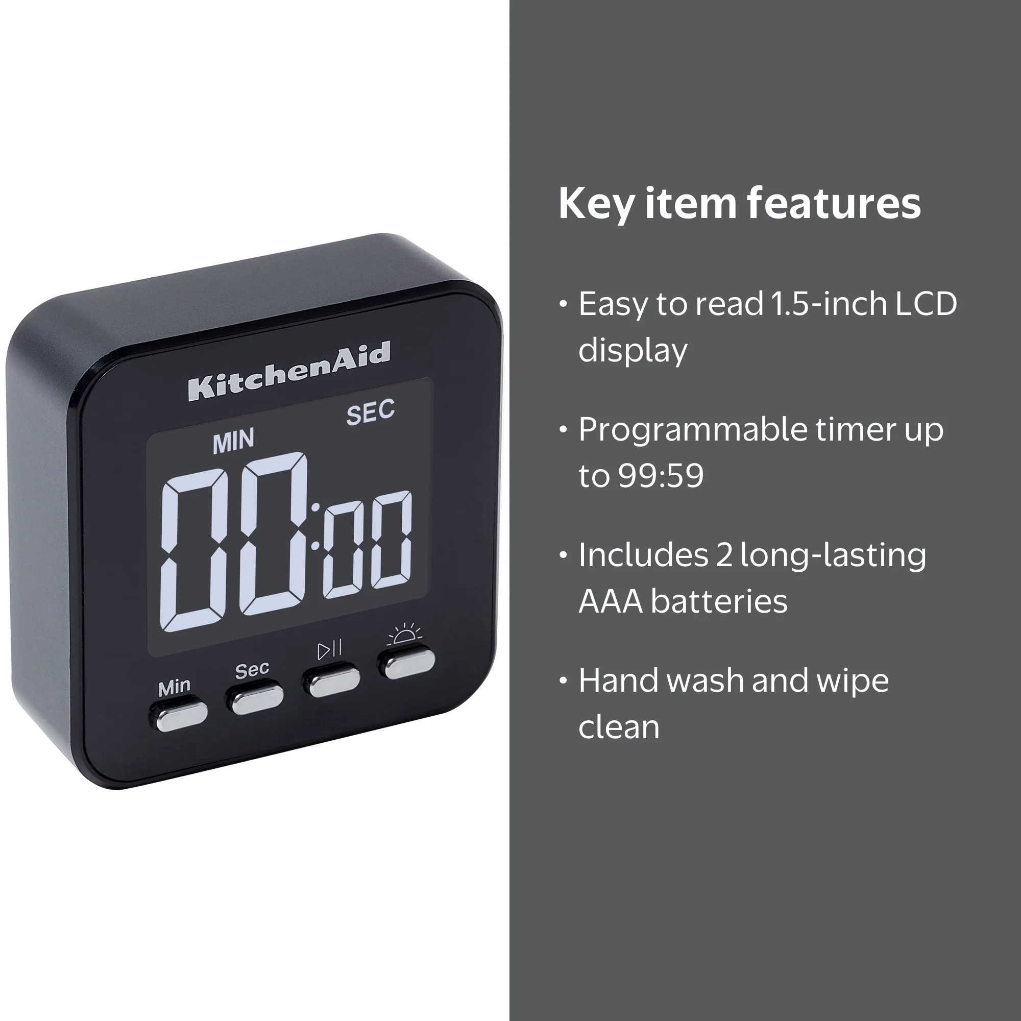 KitchenAid Digital Single Event Magnetic Timer, Cooking, Classroom