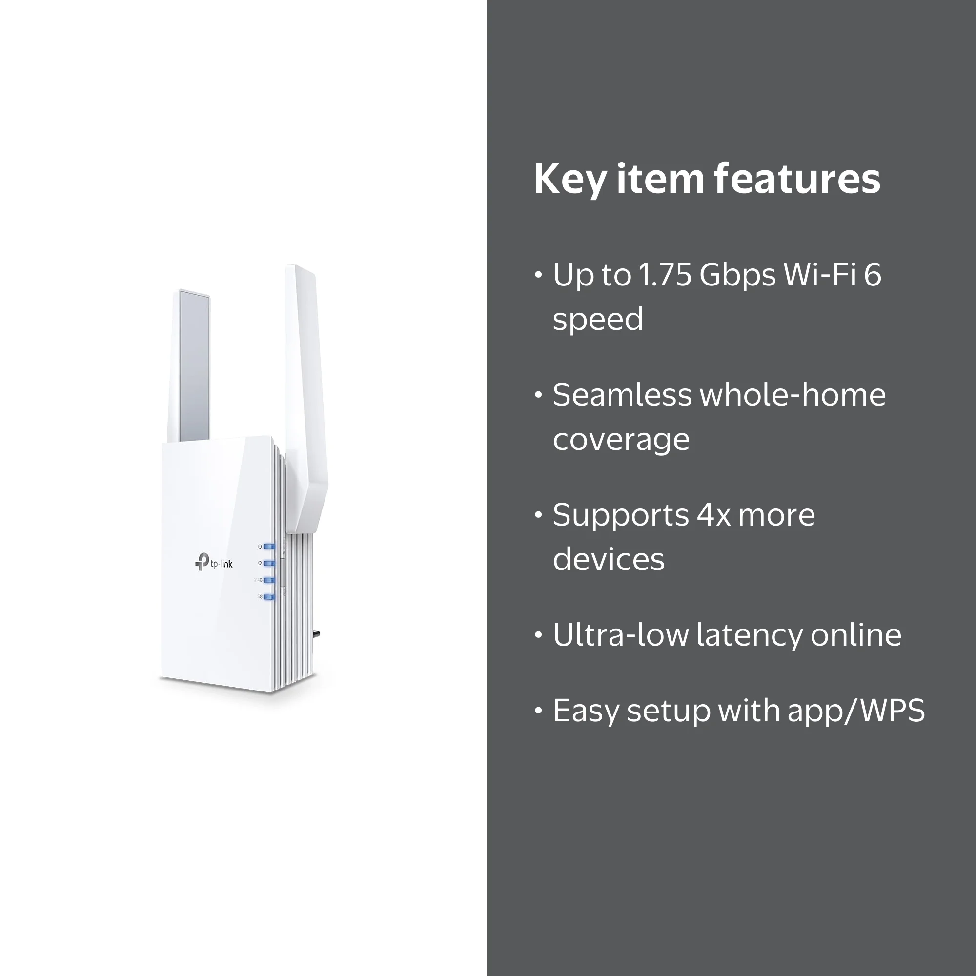 WI-Fi ルーター TP-Link AX1750 Wi-Fi 6 Dual-Band, Range Extender with Rapid 1.75
