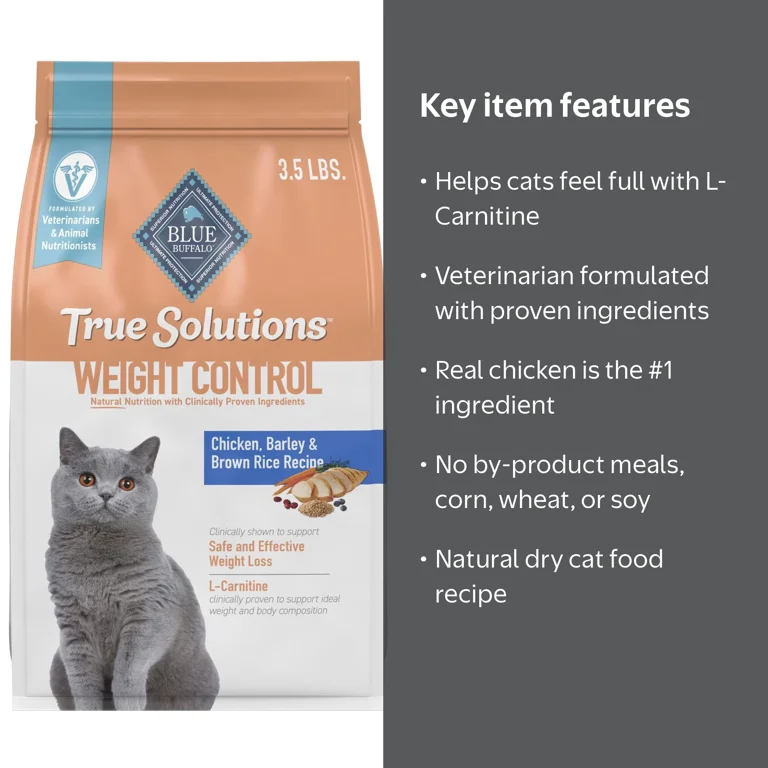 Blue Buffalo True Solutions Weight Control Natural Dry Cat Food, Chicken, 3.5-lb. Bag