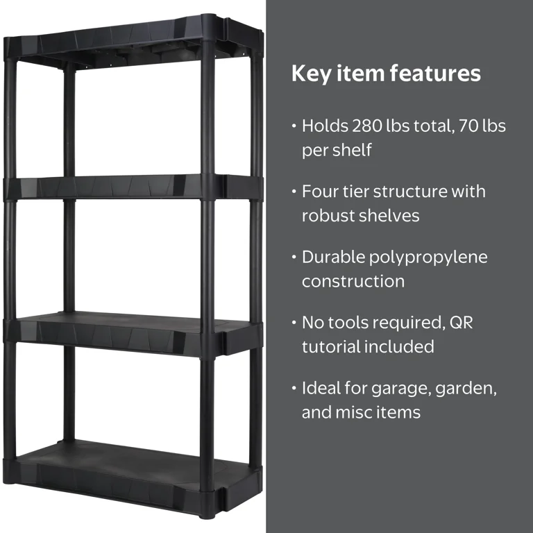 Hyper Tough 4 Shelf Plastic Shelving Unit 13.88