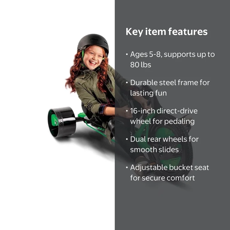 Huffy, Kids Drift Trike, 16‚Äù Green Machine, Green/Black
