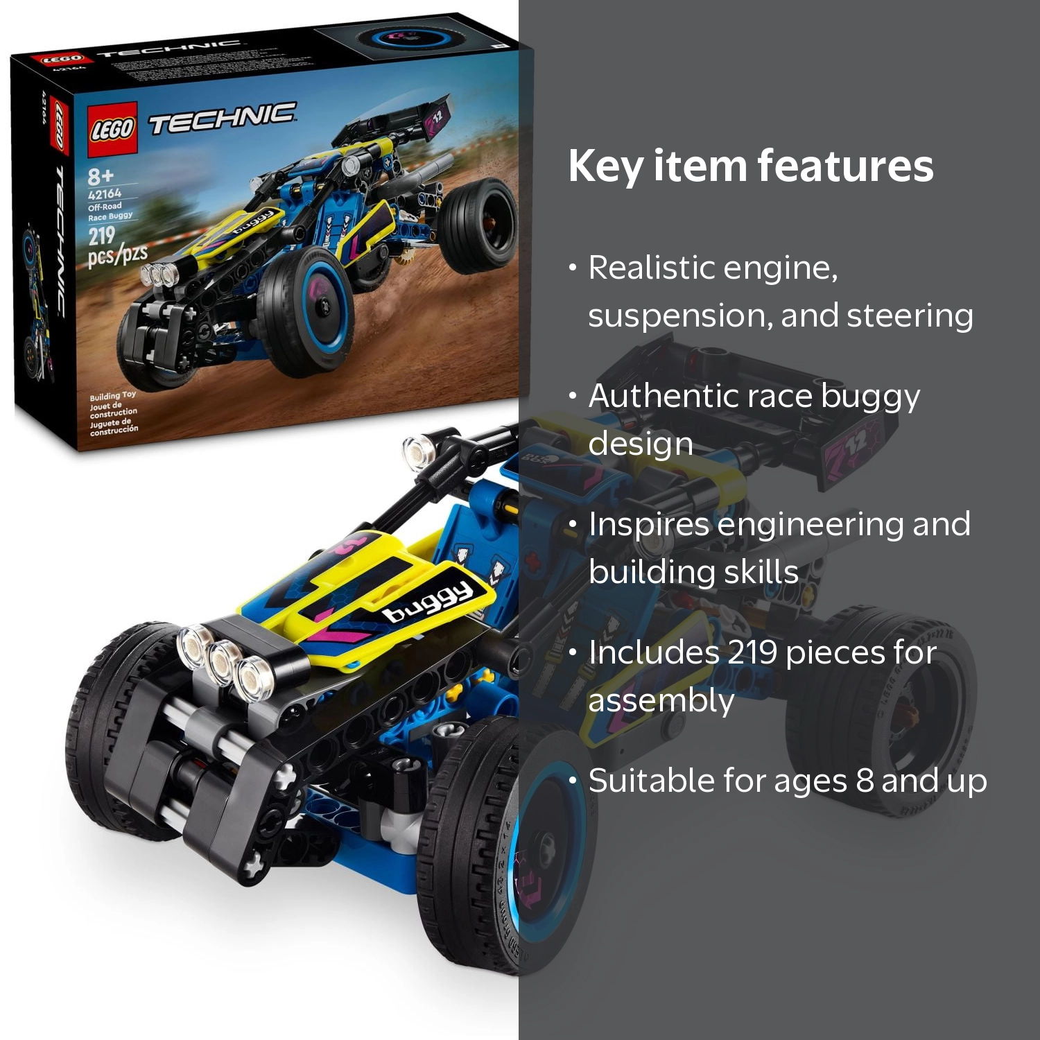 LEGO Off-Road Race Buggy Buildable Car Toy, 42164, 219 Pieces