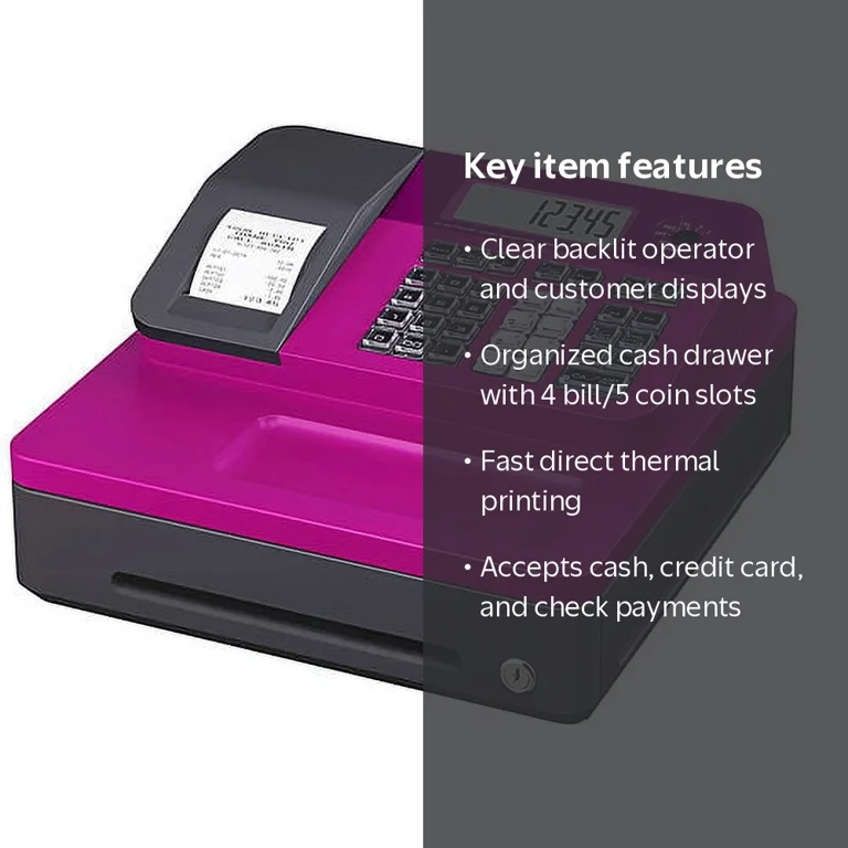 Casio SEG1SC Thermal Print Cash Register, Pink - Walmart.com