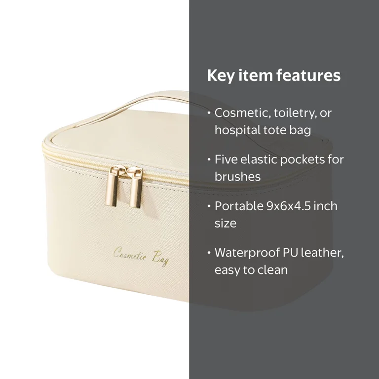 beige travel makeup bag BAGSMART Bag, Make Up with Multiple Compartments for Organizer, Durable & Compact Cosmetic Organizer for Women for Travel Accessories (Beige) : Beauty & Personal Care This stylish and practical makeup bag measures 9.2 x 4.1 x 4.3 in The Cosmetic Case in Beige