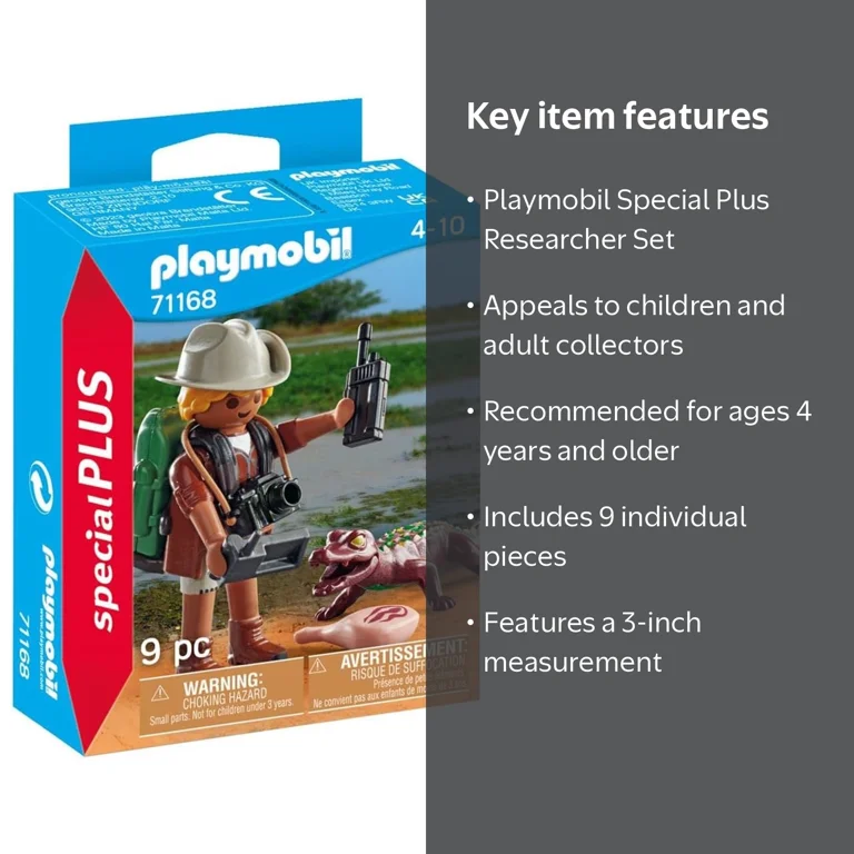 PLAYMOBIL, Researcher With Young Caiman Building Set, 71168