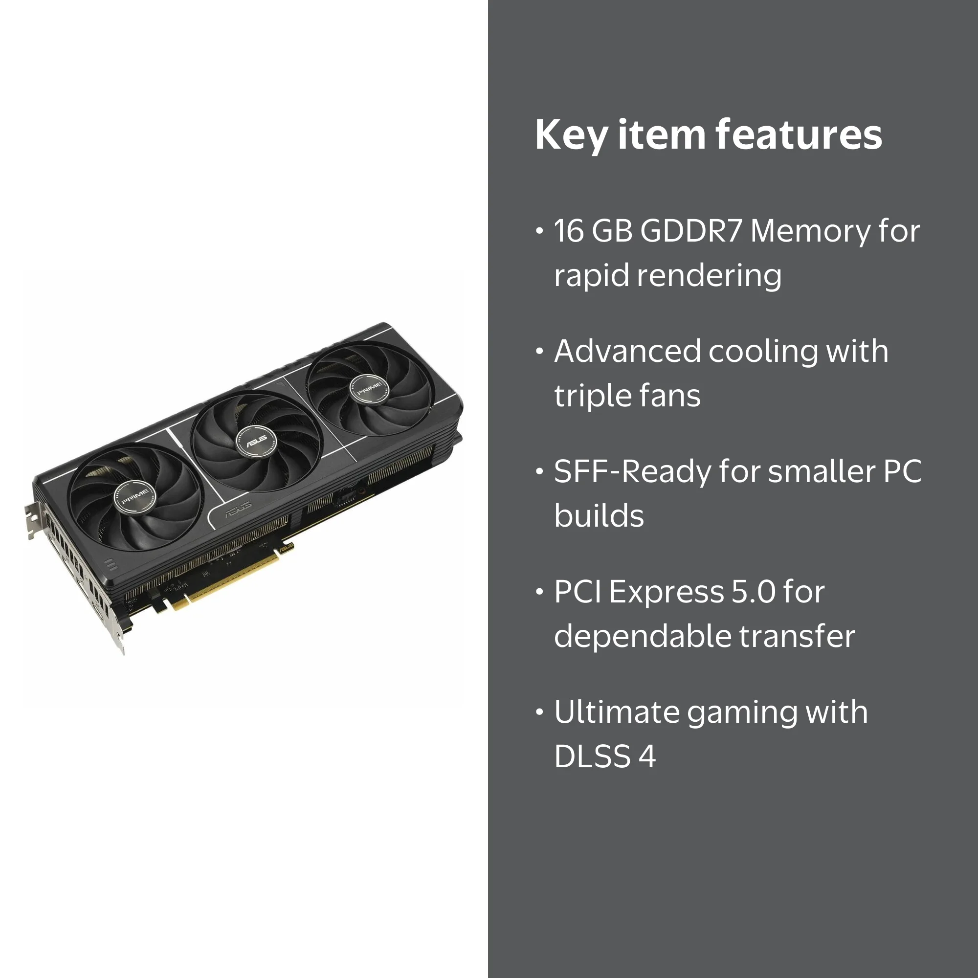 ASUS, NVIDIA GeForce RTX 5080 Graphic Card, 16 GB GDDR7, SFF-Ready