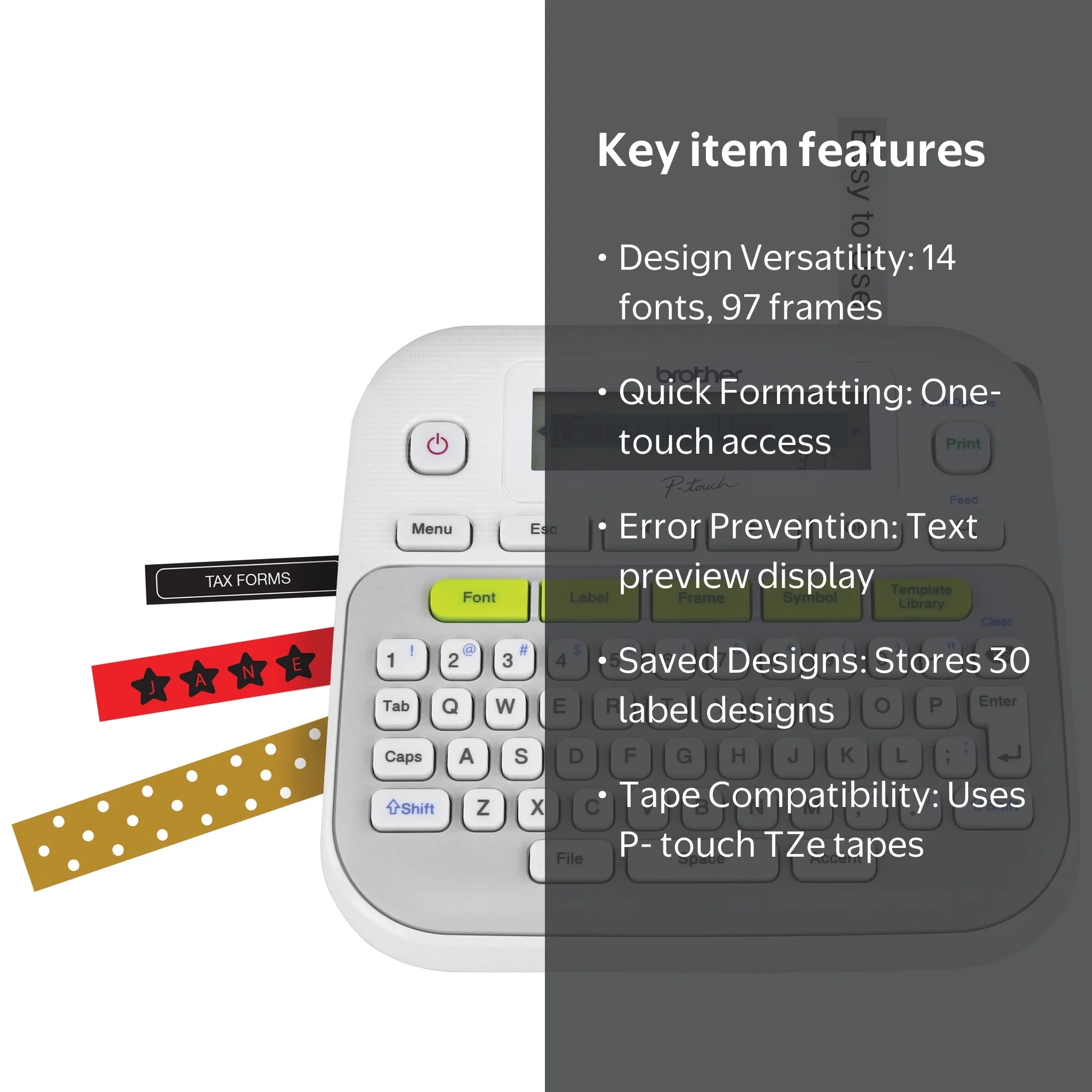 Brother PT-D210 Label Maker, Easy-to-Use with One-Touch Keys