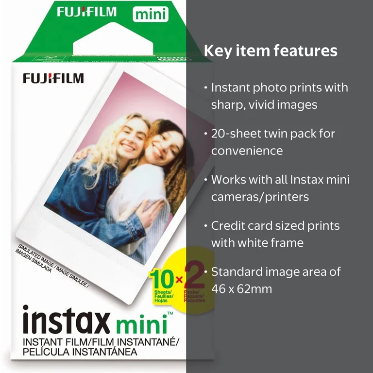 Fujifilm, Instax Mini Film, Twin Pack, 20 Sheets, Credit Card