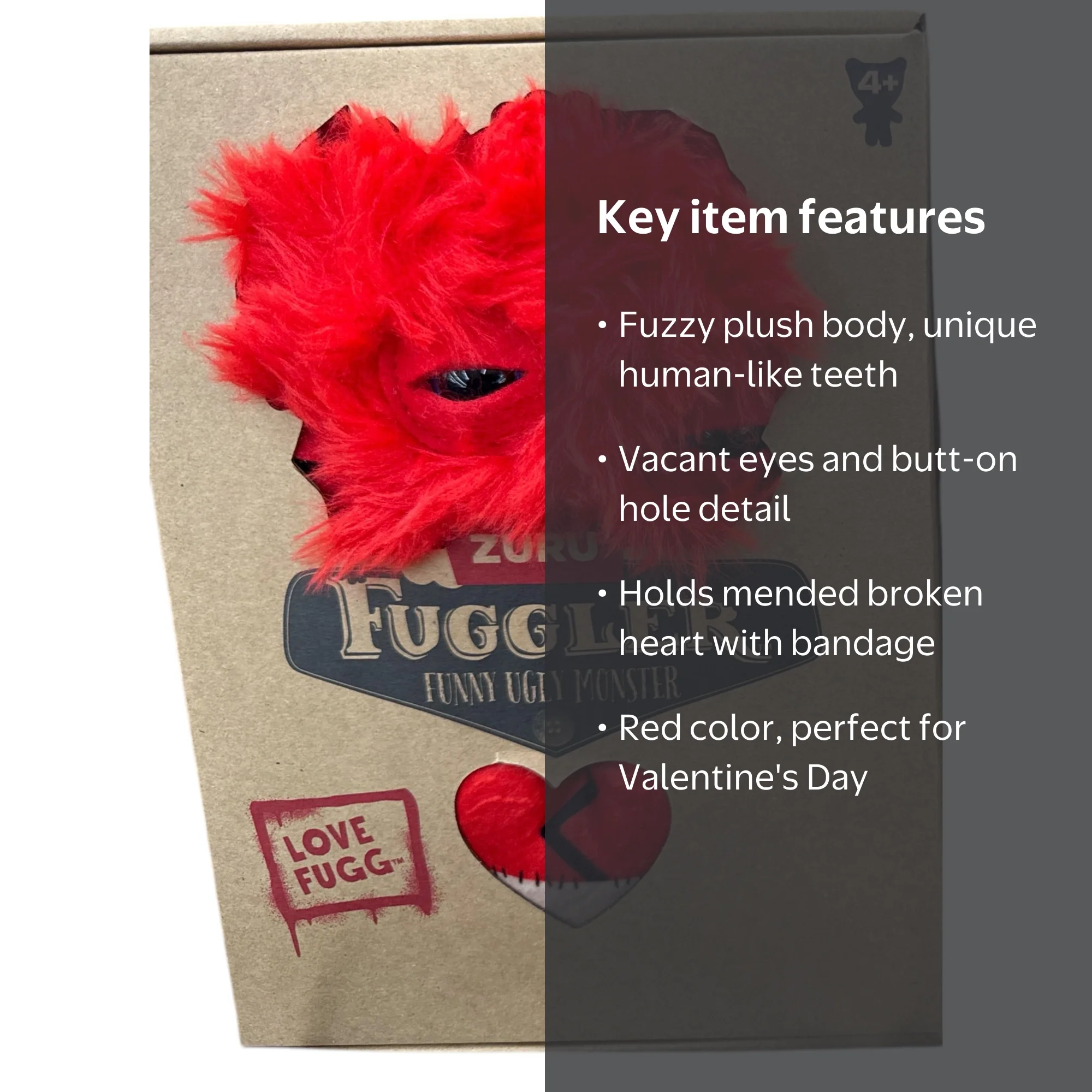 Fuggler Valentines Day RED Plush Monster - Gift Shop - Walmart