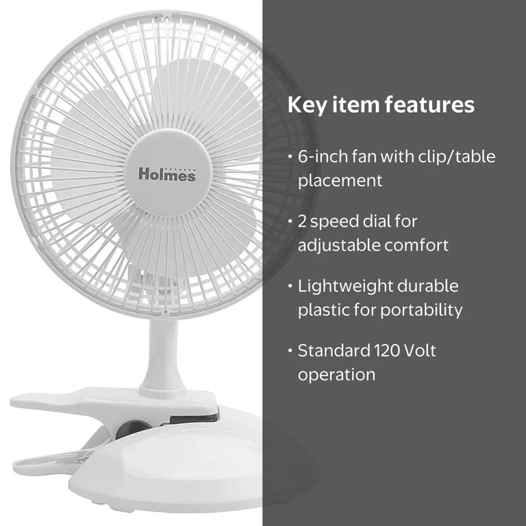 Holmes Small Size 6 Inch Clip/Table Personal Compact Travel Fan in