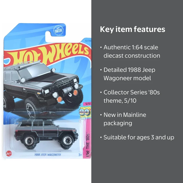 Hot Wheels 1988 Jeep Wagoneer Black HW: The '80s 5/10 52/250