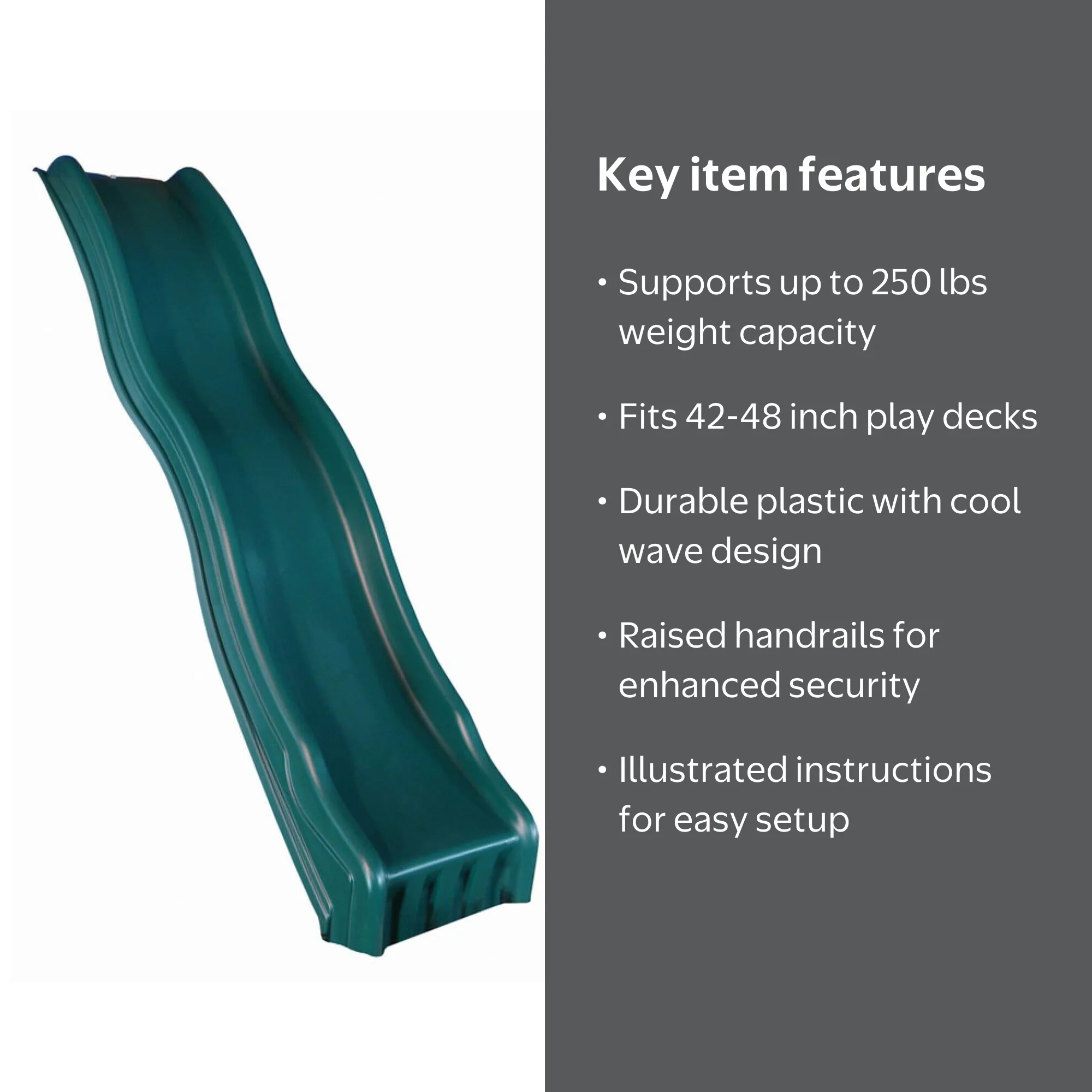 Swing-N-Slide, 4 Foot Cool Wave Slide, 42-48 inch deck size, Green