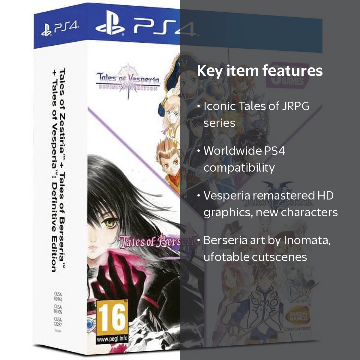 Bandai Namco Tales of Zestiria, Berseria, Vesperia: Definitive