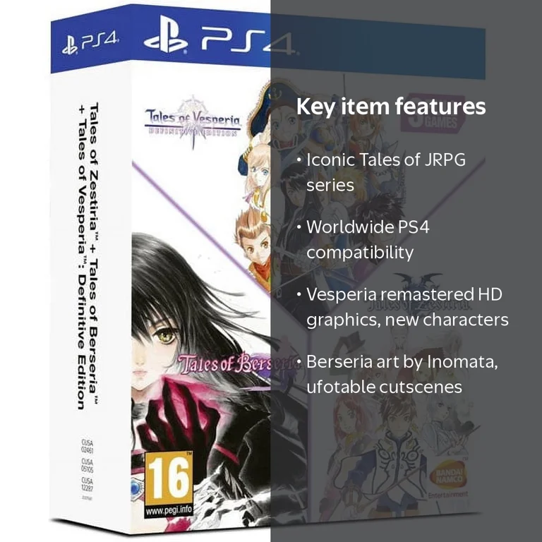 Bandai Namco Tales of Zestiria, Berseria, Vesperia: Definitive