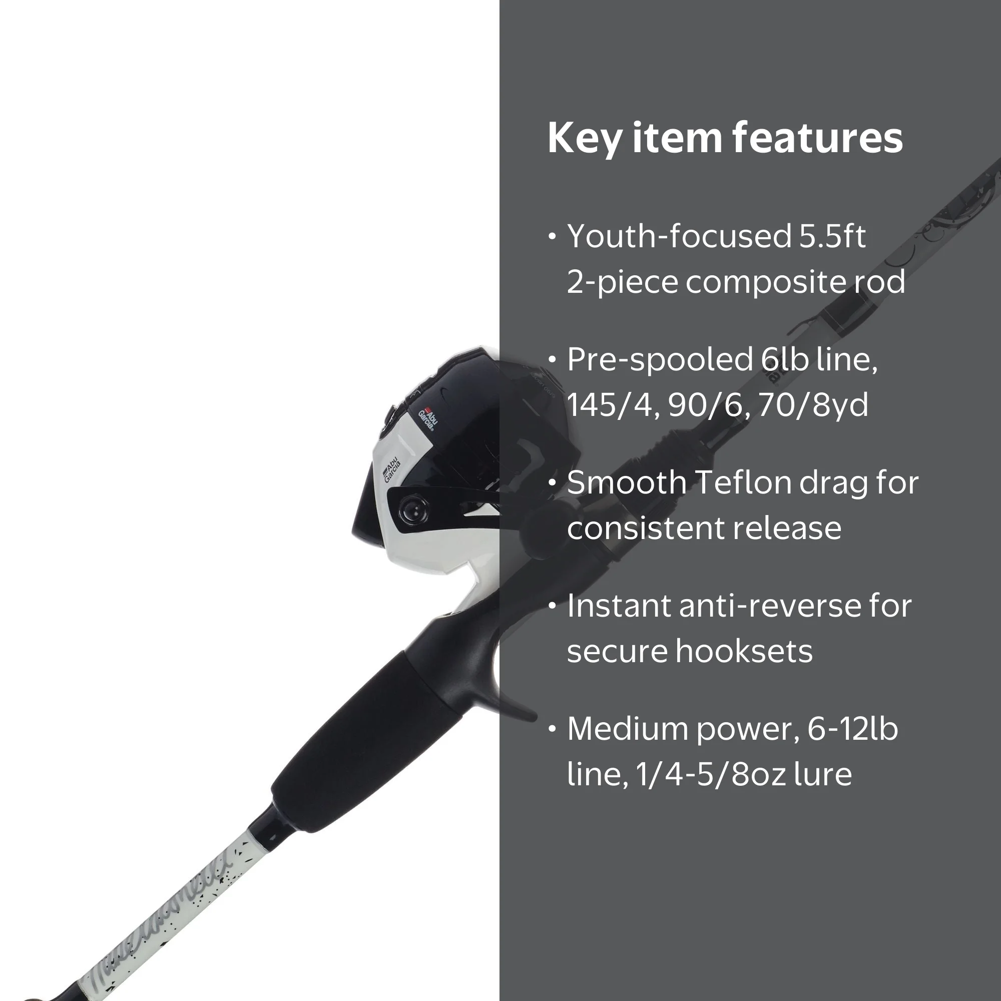Abu Garcia Ike Dude 5'6” Youth Fishing Pole and Reel Spincast
