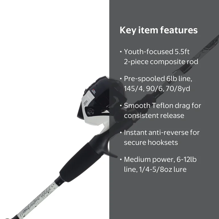 Abu Garcia Ike Dude 5'6” Youth Fishing Pole and Reel Spincast