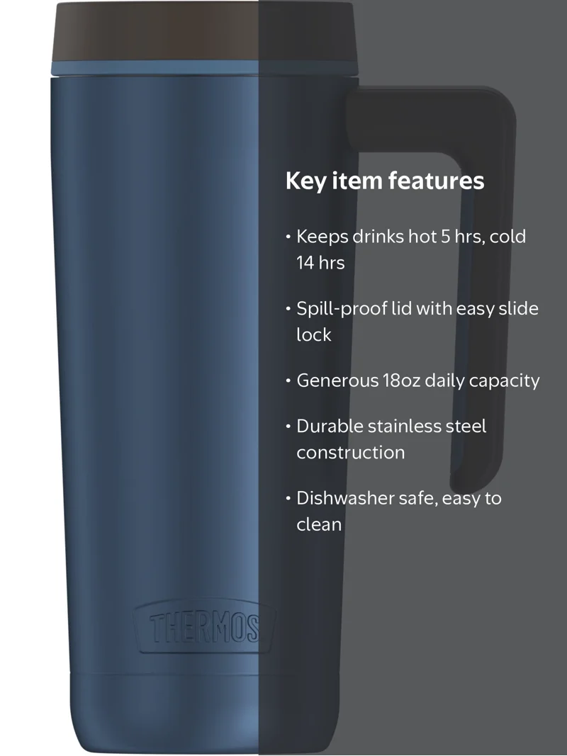 Thermos Alta Series Stainless Steel Travel Mug, Blue, 18oz