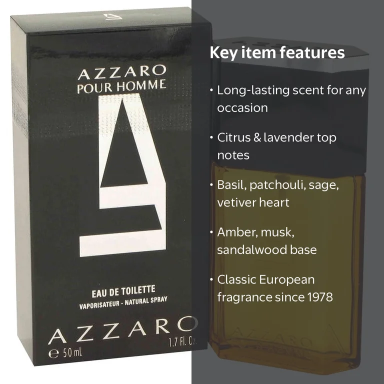 Azzaro Intense Pure Fragrance, Pour Homme Cologne for Men, 1.7 Oz