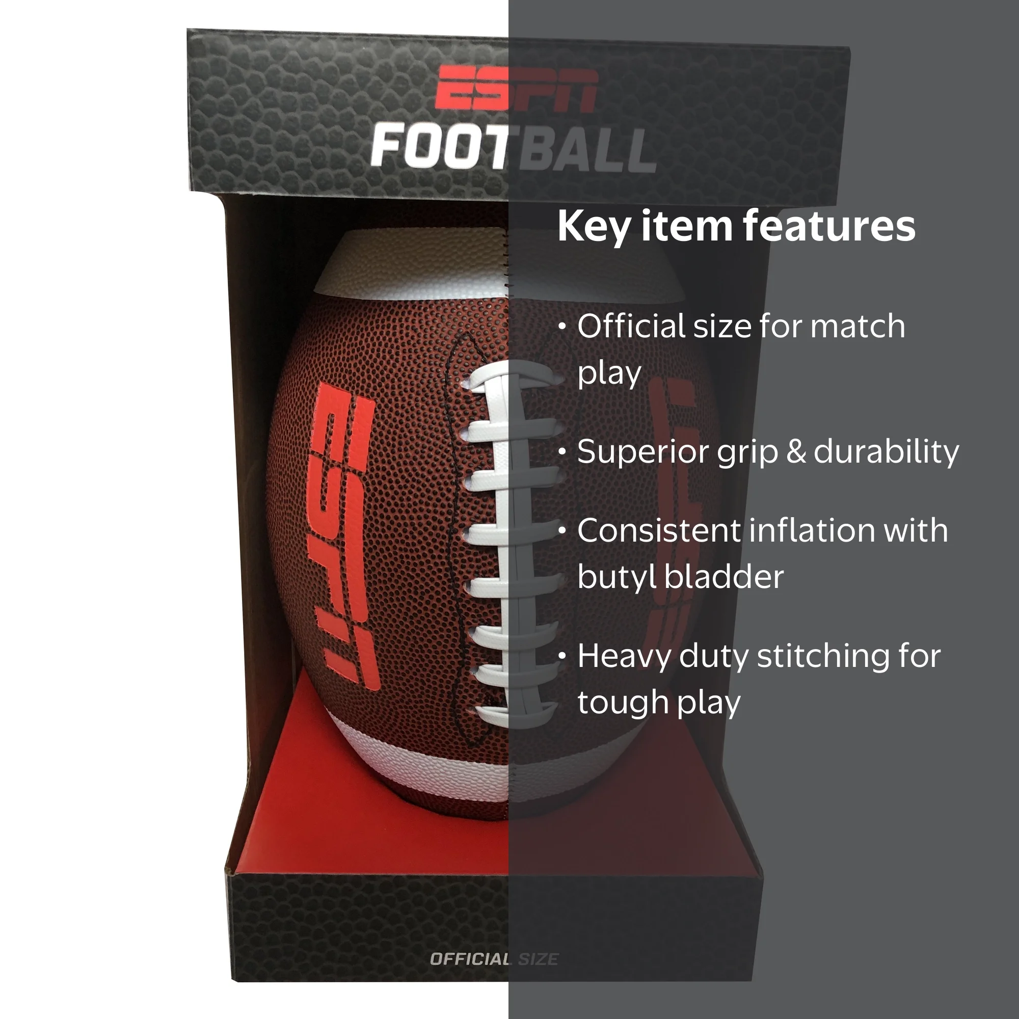ESPN XR3 Official Match Size Football, Anti-Skid Composite