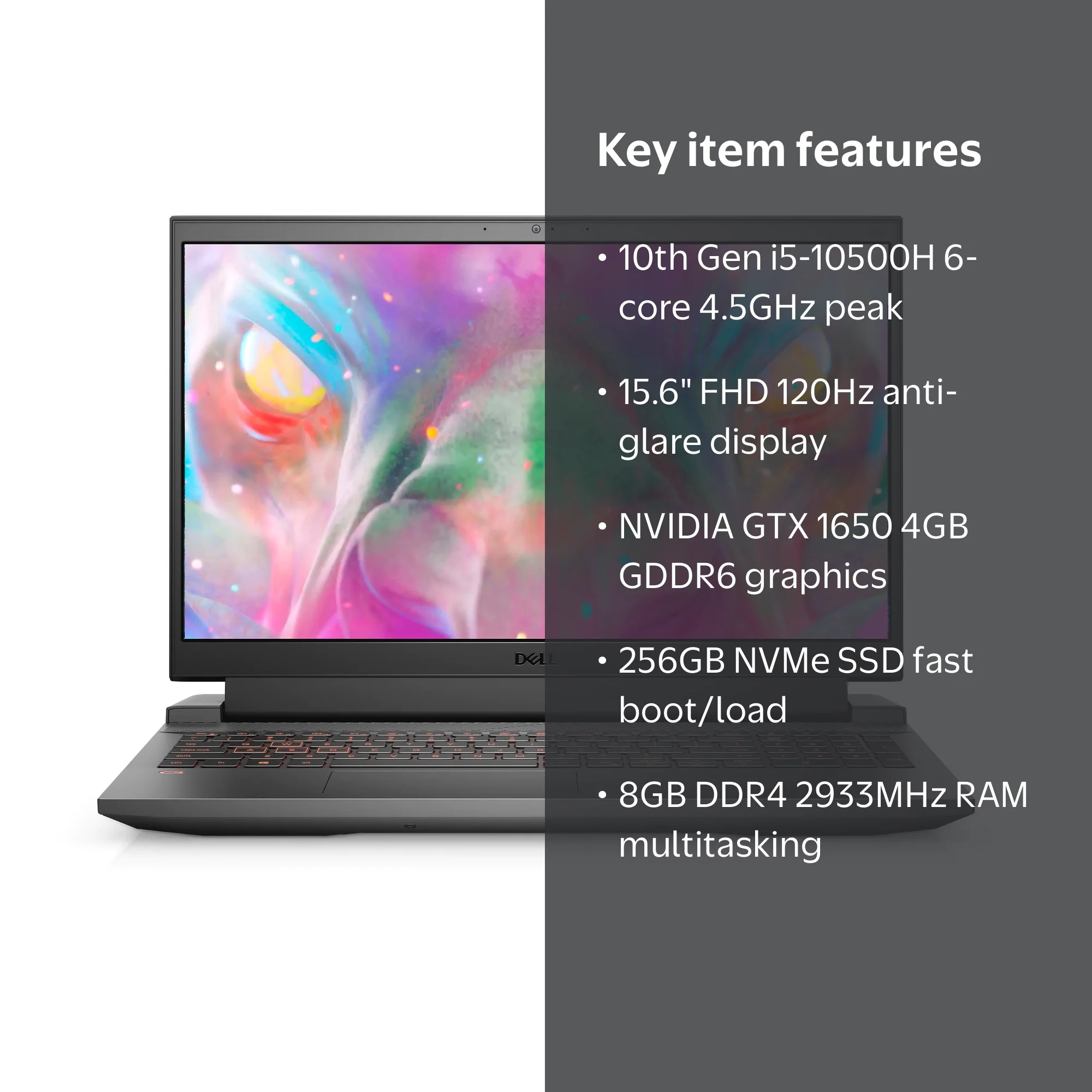 Dell Laptop Computer G5 15 Gaming: Core i5-10500H, NVidia GTX 1650