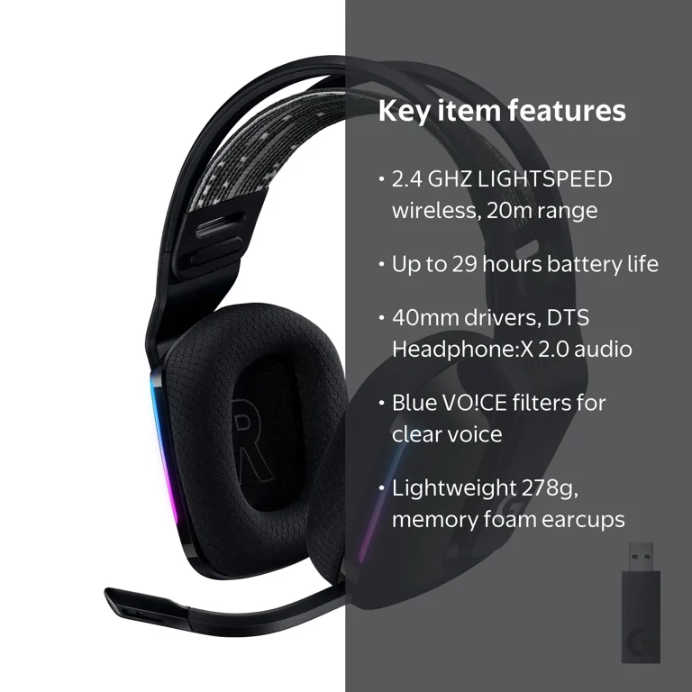 Logitech G733 LIGHTSPEED Wireless Gaming Headset, RGB Lighting