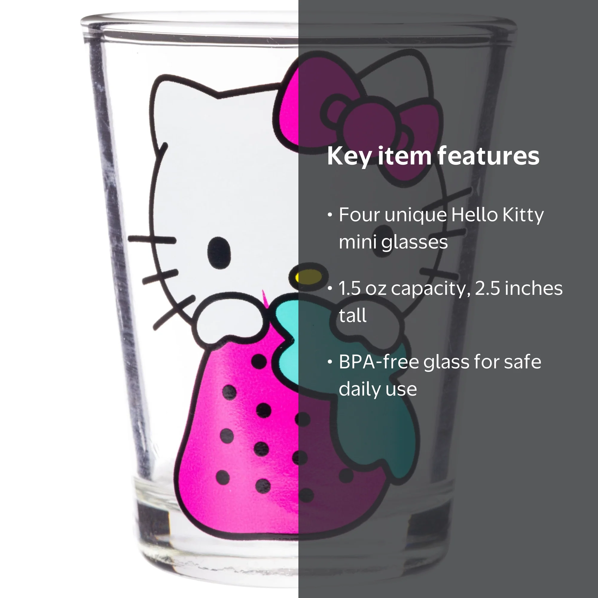 Silver Buffalo Sanrio Hello Kitty Mini Drinking Glassware Set, 1.5