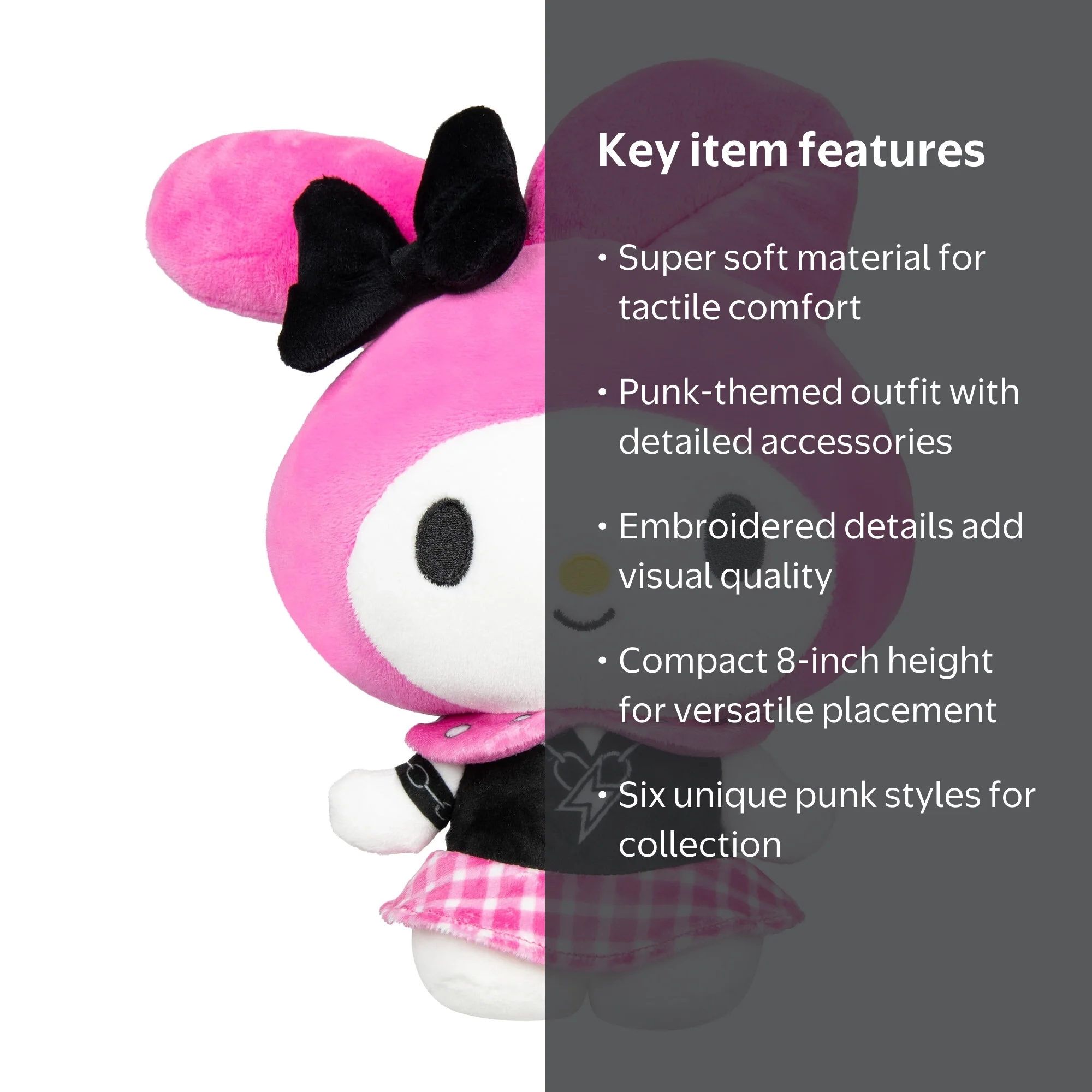Hello Kitty, My Melody Punks Plush, 8-inch, Official Sanrio