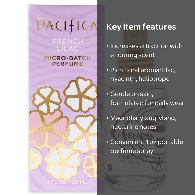 Pacifica, French Lilac Perfume, 1 fl oz, Purple floral fragrance