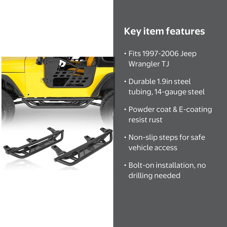 Hooke Road Running Boards Drop Down Side Step Bars for 1997-2006
