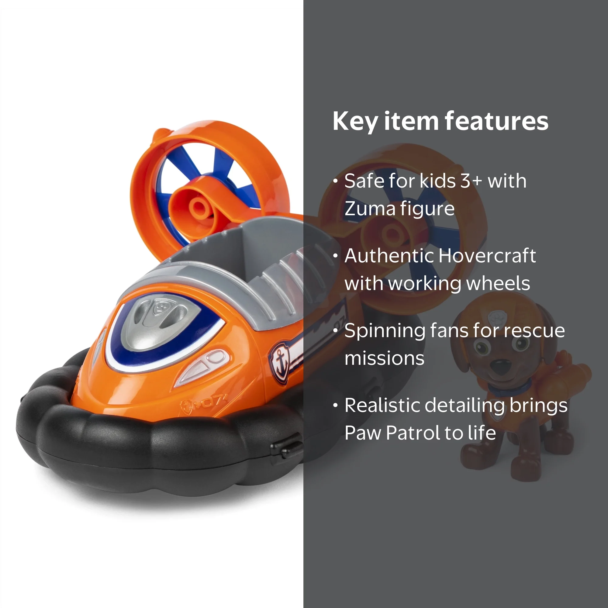 PAW Patrol Toy: Zuma's Hovercraft Vehicle with Collectible Zuma